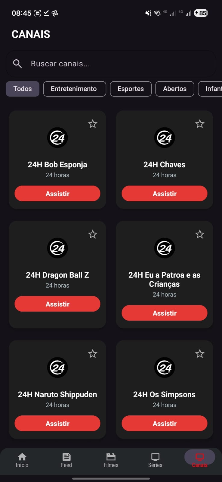 Player do app de filmes e séries CineMax